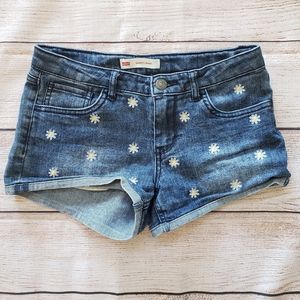 Levi's Strauss Shorty Short Daisy Blue Jeans 14
